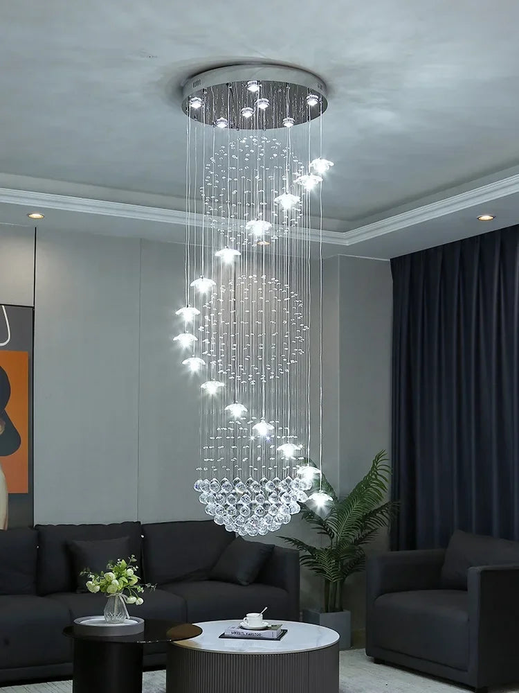 Suspension lumineuse moderne cristal transparente chambre salon 90 260V 249 2000lm