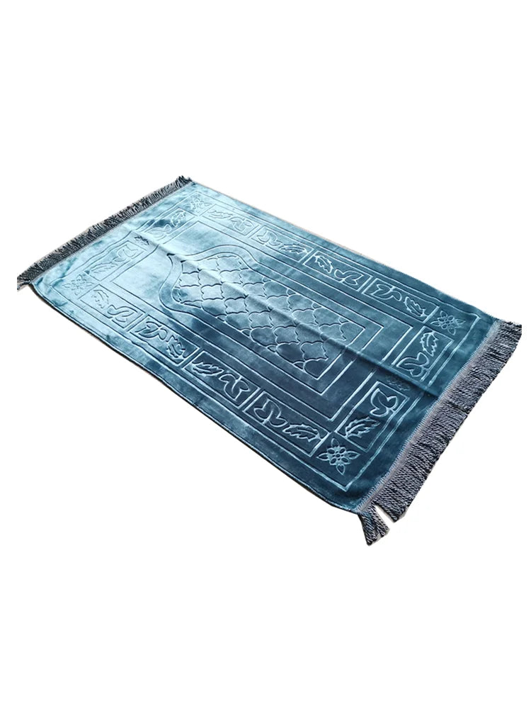 tapis prière polyester velours motifs géométriques floraux gris bleu vert violet moderne élégant İslam