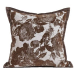 coussins décoratifs rustique motif floral opacité beige marron salon lit