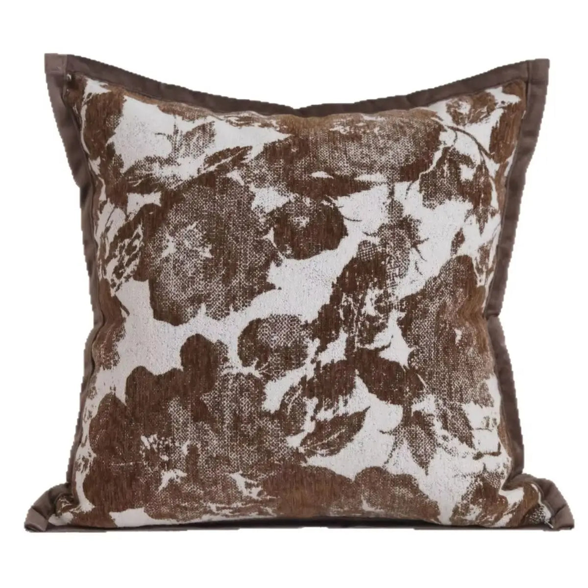 coussins décoratifs rustique motif floral opacité beige marron salon lit