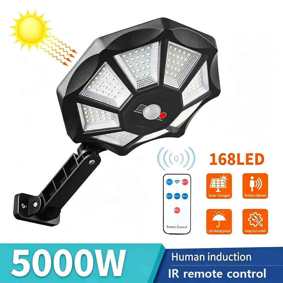 lampe solaire led extérieure moderne noire ip65 étanche télécommande capteur mouvement