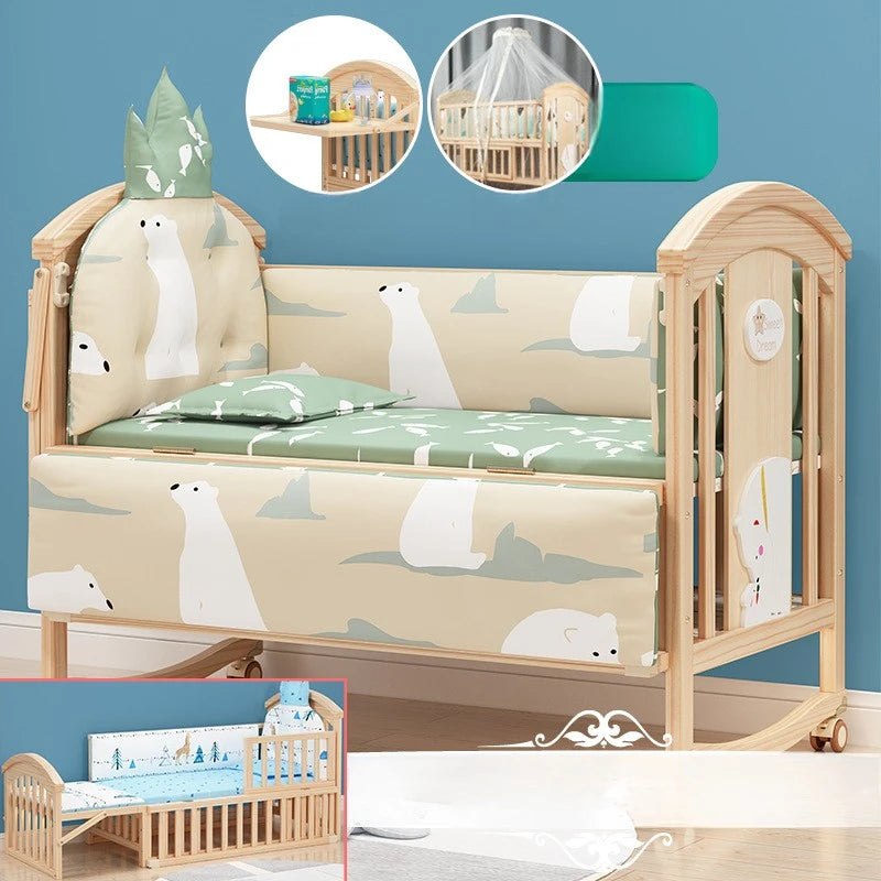 lit bébé multifonctionnel hauteur réglable filet moustiquaire table langer moderne