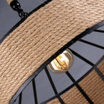 lampe suspendue industrielle corde naturelle marron clair métal structure ajustable salon chambre