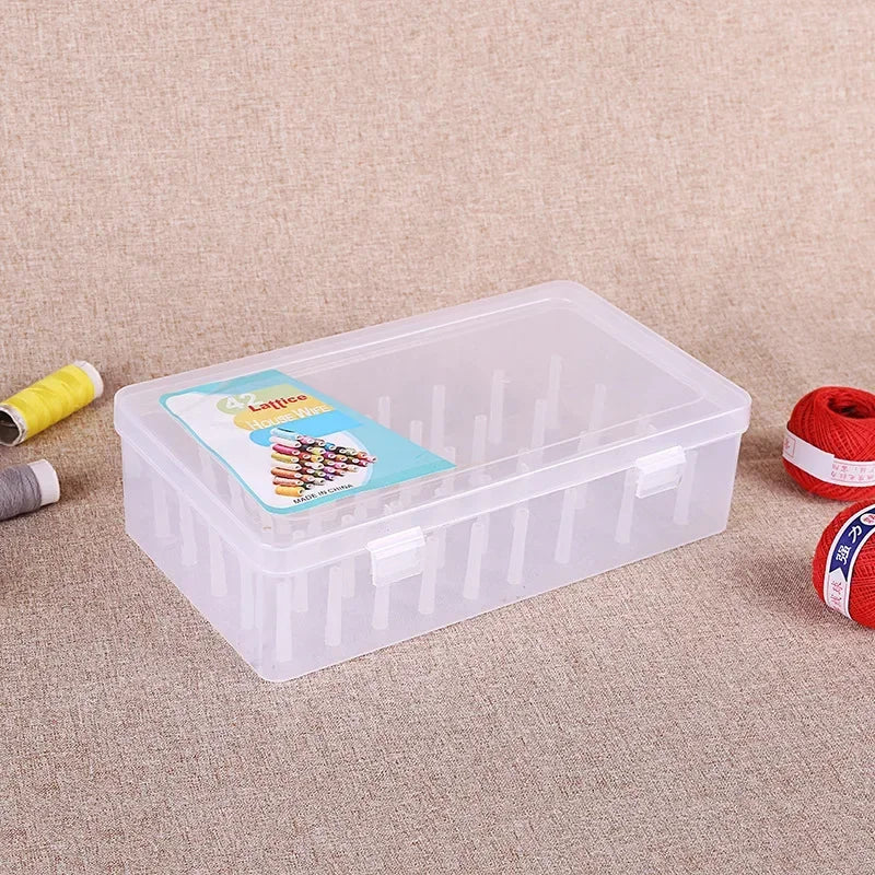 boîtes rangement fil transparentes pratiques modernes poignées bobines couleurs diverse outils couture broderie