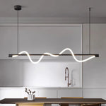 lampe suspendue moderne acrylique blanc noir doré ligne ondulée passe câble 2000 82000 lumens