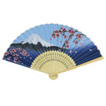 ventilateur pliant éventail traditionnel art japonais paysages fleurs rouge blanc bleu