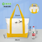 sac main toile rouge vert bleu moderne imprimé logo poignées fermeture glissière respectueux environnement