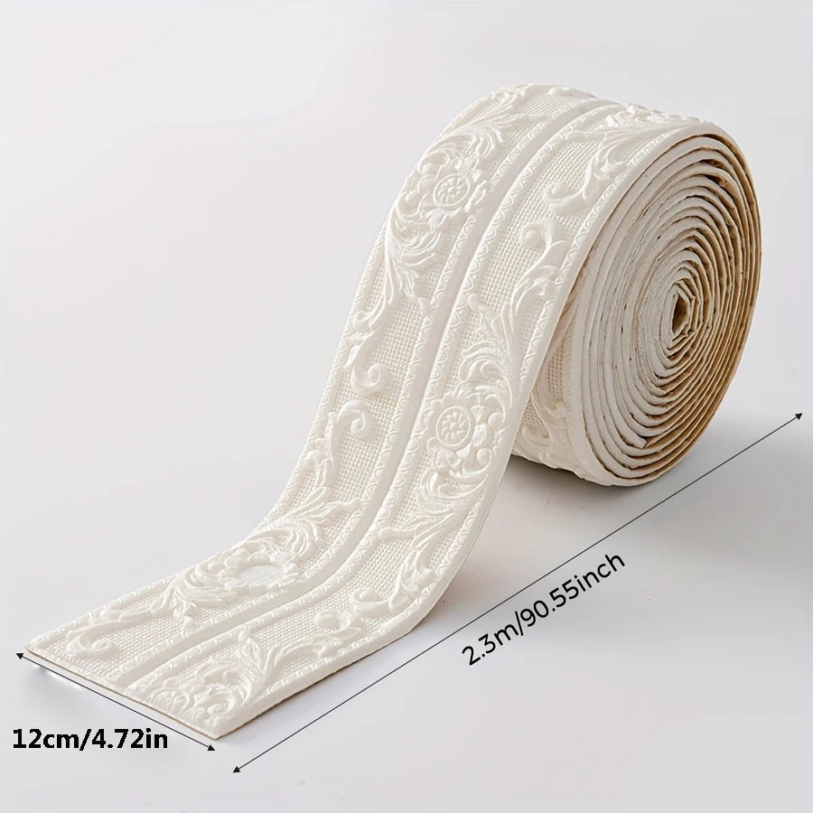 bordure auto adhésive ornements floraux 3d opaque classique décorative adhésive blanc marron roll decoration