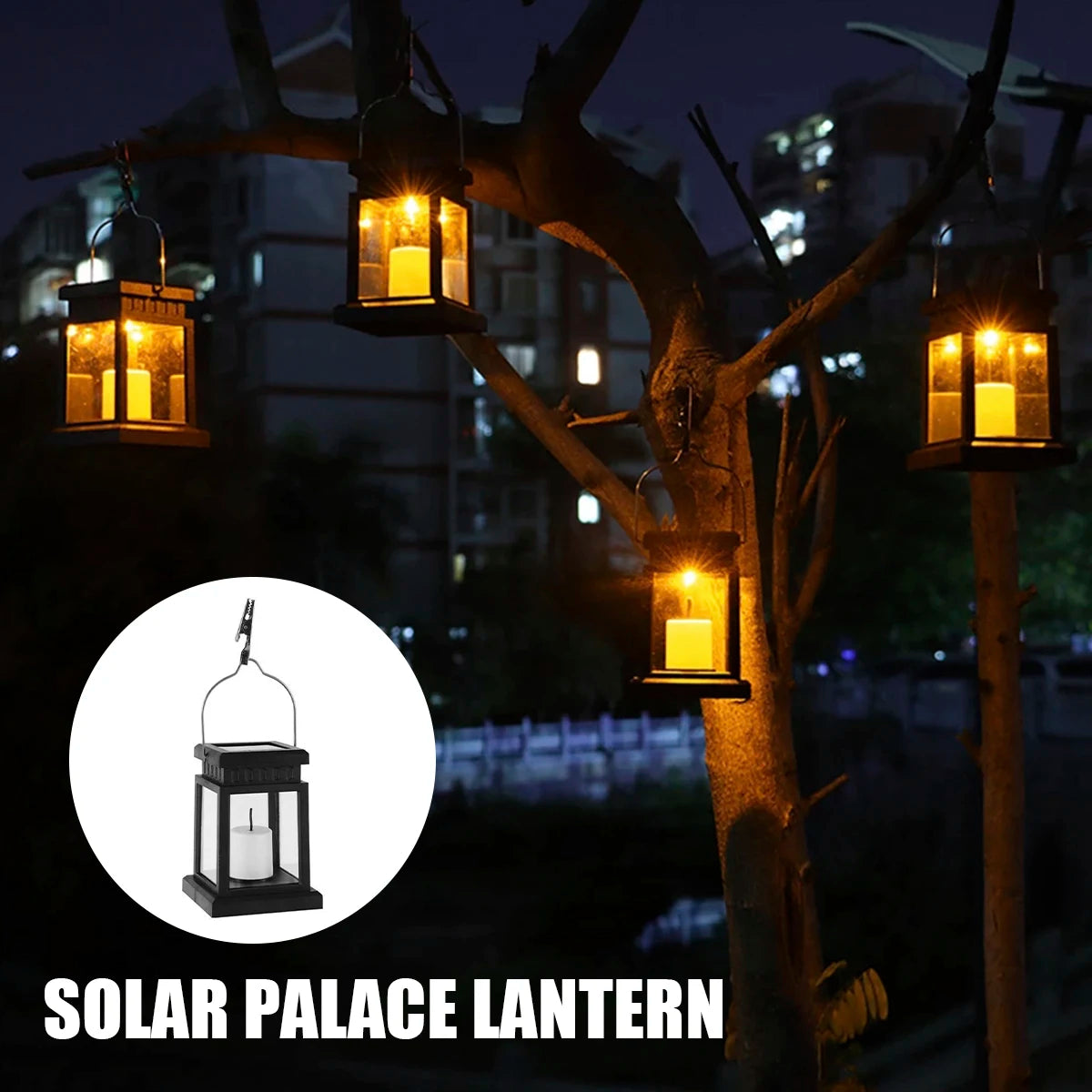 Détail de la lanterne solaire avec panneau solaire et lumière LED