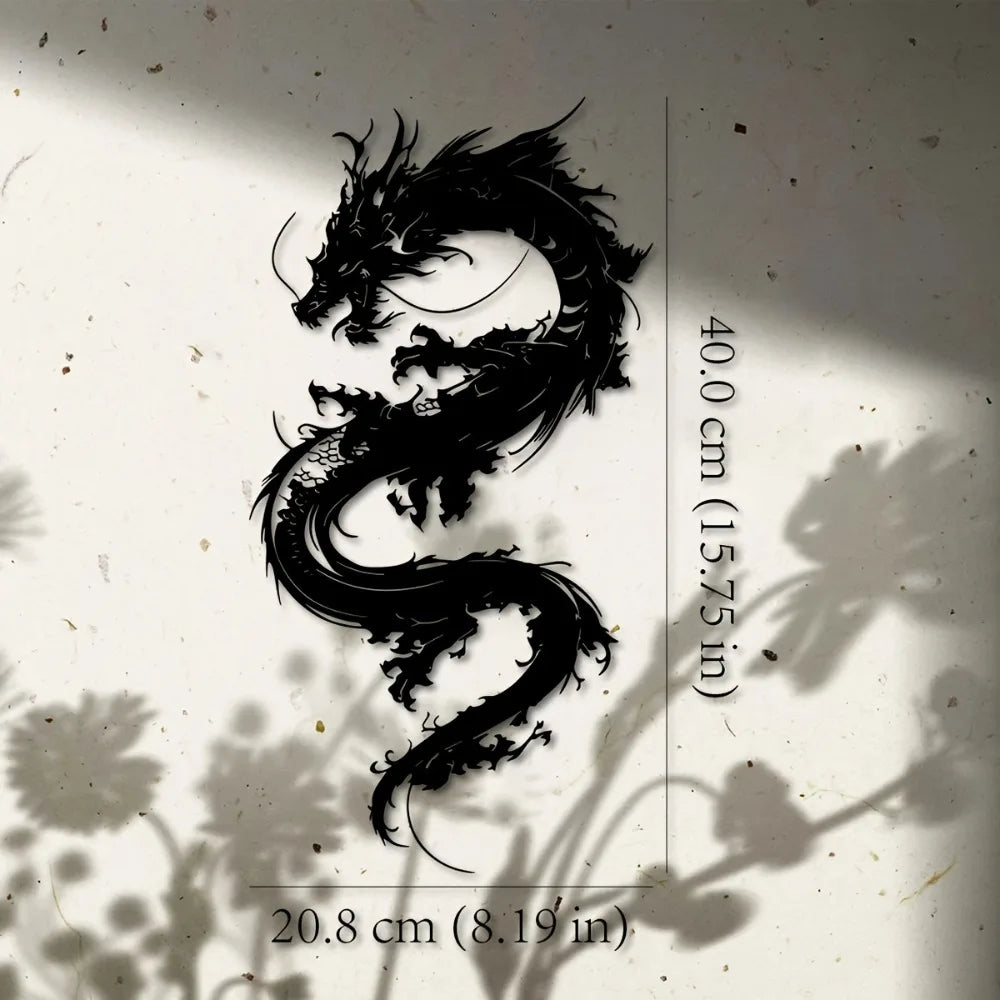 décoration murale autocollant dragon noir art contemporain chambre salon jardin balcon
