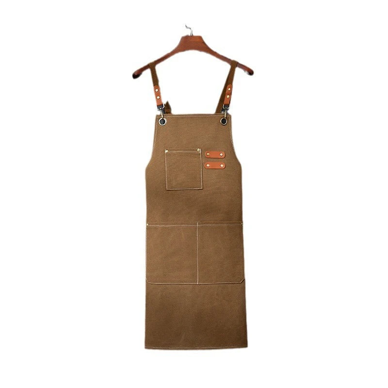 tablier toile coton vintage gris marron violet bleu vert blanc poche avant élégants cuir