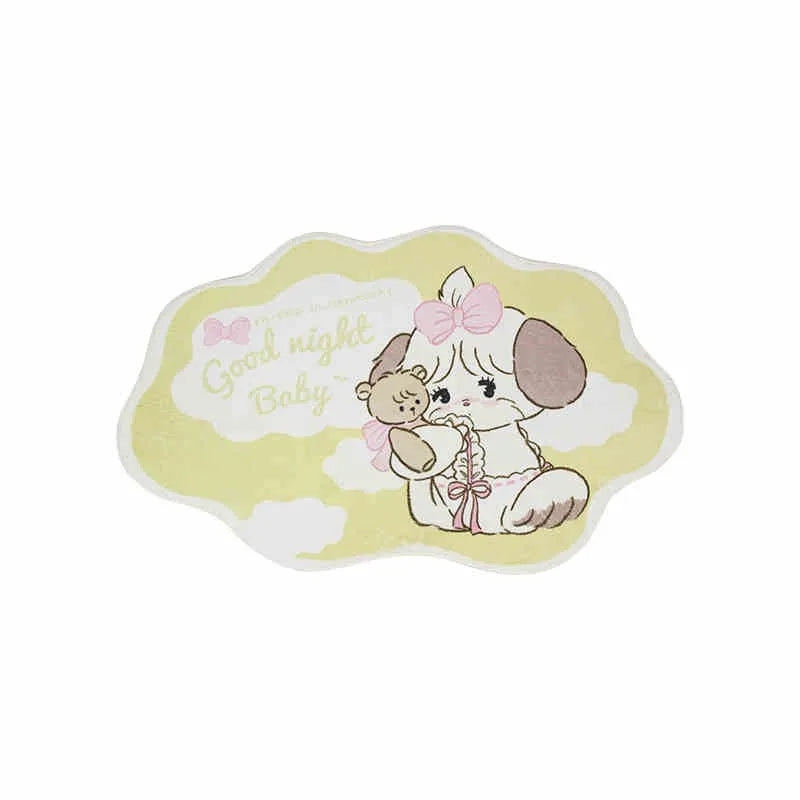 tapis rose clair blanc chaton nuages good night baby moderne chambre enfant résistant