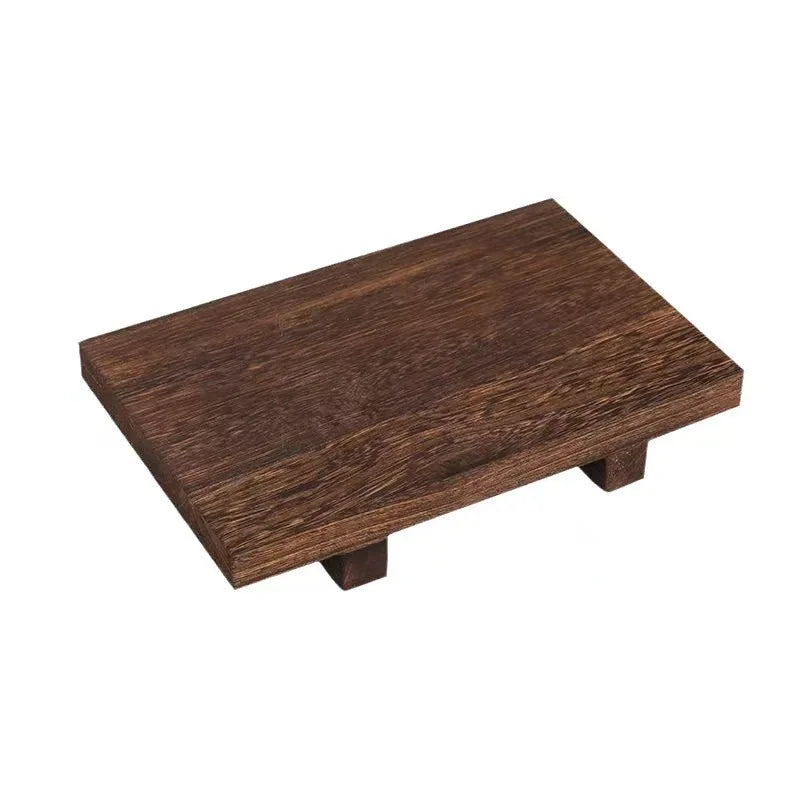 plateau rangement bois marron brosse dents savon distributeur vase fleurs séchées minimaliste comptoir vanity