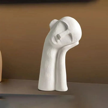 statue abstraite contemporaine blanche noire texture bois intérieure décoration luxe résine