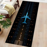tapis polyester antidérapant thème aéroport bleu vert noir moderne salon chambre balcon vestibule corridor