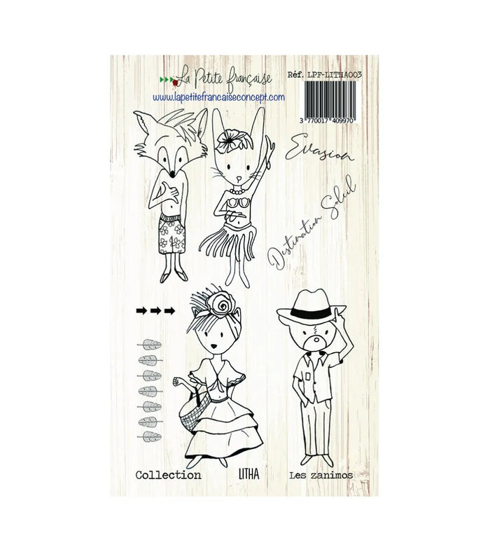 tampons selle animaux végétaux dessin main noir fond beige scrapbooking décoration photo álbum