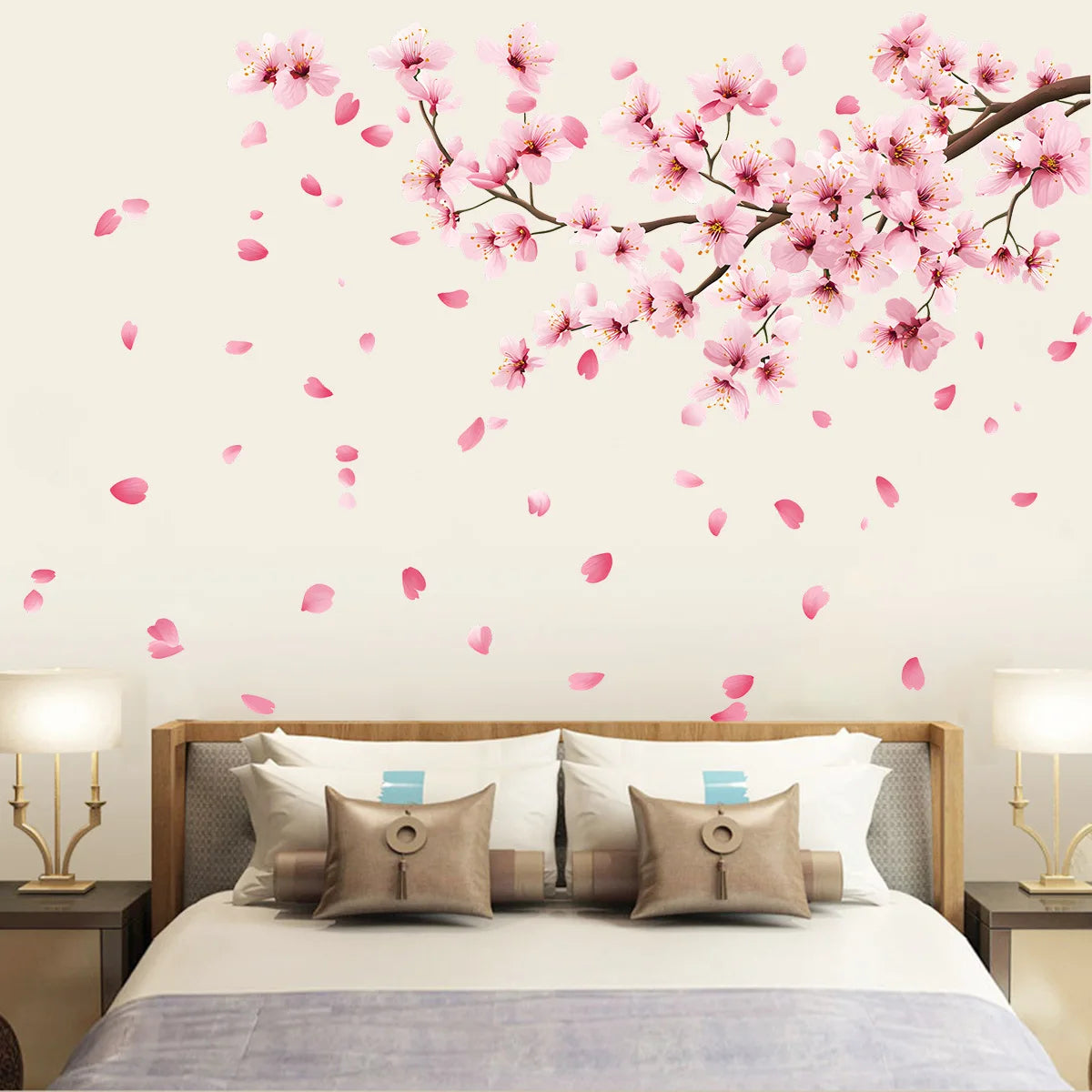 sticker mural fleurs cerisier rose adhésif intérieur zen floral deco moderne chambre salon