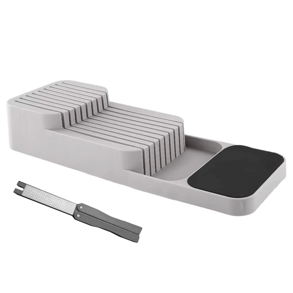 rangement couteaux gris bloc vertical moderne sans vis fixe six couteaux