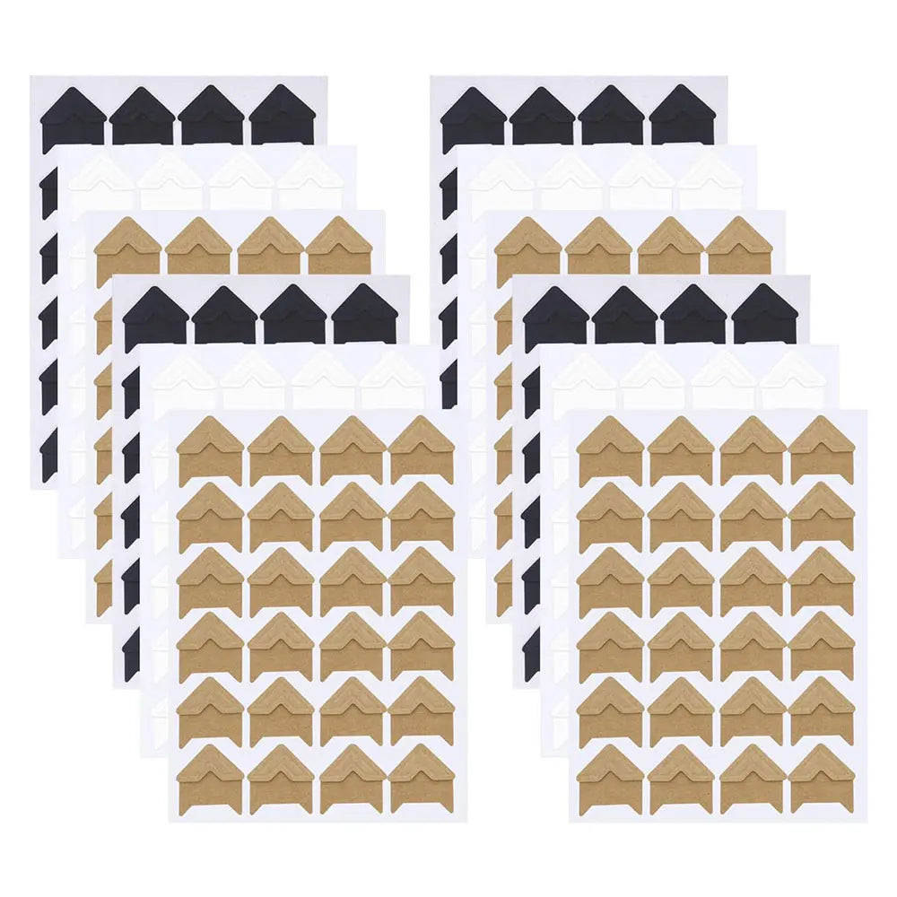 corners papier autocollants triangles simples noir beige gris clair minimaliste scrapbooking protection image bricolage