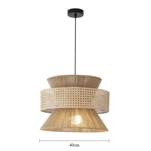 lampe suspendue moderne rotin naturel bambou géométrique 40cm 50cm 60cm