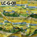 tissu imprimé coton biodegradable 145x50cm paysages fleurs abstrait impressionniste vert bleu rose