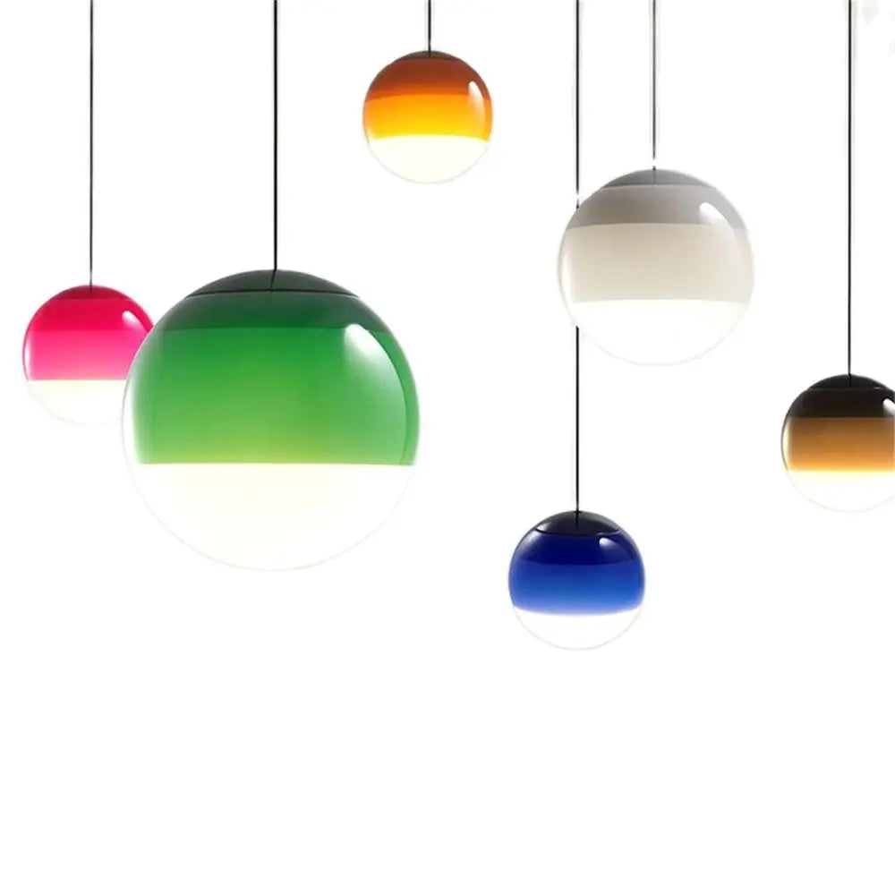 suspension lumineuse moderne bicolore gradation couleurs blanc bleu vert orange rose noir