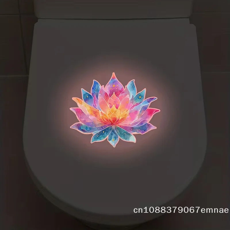 sticker mural multicolore fleur lotus adhésif artiste salle bain décoration chambre opacité