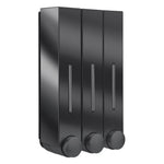distributeur savon liquide noir blanc moderne adhésif easy install hygiène salle bain minimaliste matériaux