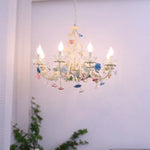 lustre cristal fleurs céramique blanc rose bleu vert classique romantique echangement tactile