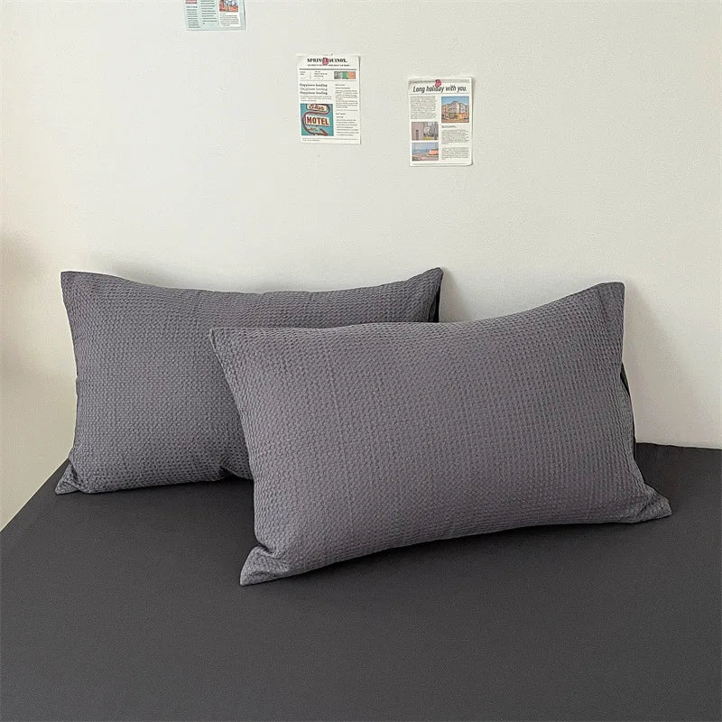 protège oreiller coton texture relief moderne enveloppe blanc maison pièces