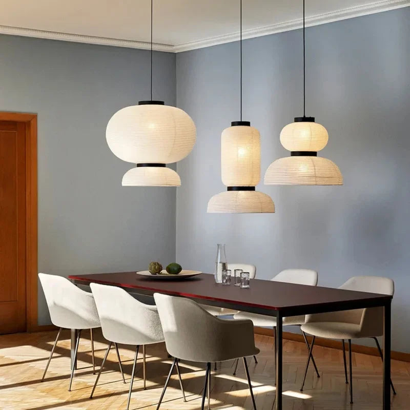 suspension moderne papier rayures horizontales blanc noir 2000 82000 lumens pendentif câble fixé