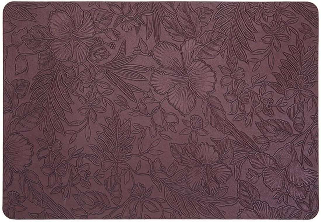 tapis table moderne fleurs feuilles noir marron beige gris vert bleu respectueux environnement 43x30cm
