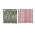 tapis silicone moderne rose gris vert olive texture nid d'abeille carré rond cuisine