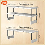 étagère pliable cuisine rangement blanc gris moderne clips ajustable vaisselle pots ustensiles