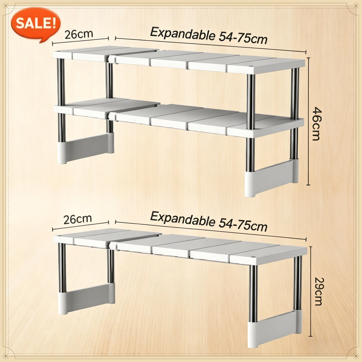 étagère pliable cuisine rangement blanc gris moderne clips ajustable vaisselle pots ustensiles