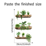 étagères murales rustiques autocollantes bois naturel feuilles vertes plante artificielle pot plante décoration maison