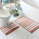 tapis bain moderne rayé gris blanc marron clair respectueux environnement salle bain