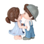 figurines couple cartoon blanc bleu décoration intérieure extérieure amoureux stylisées ornement maison jardin