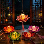 lanterne fleur lotus papier plissé motif floral tassel tringle portable anniversaire mariage
