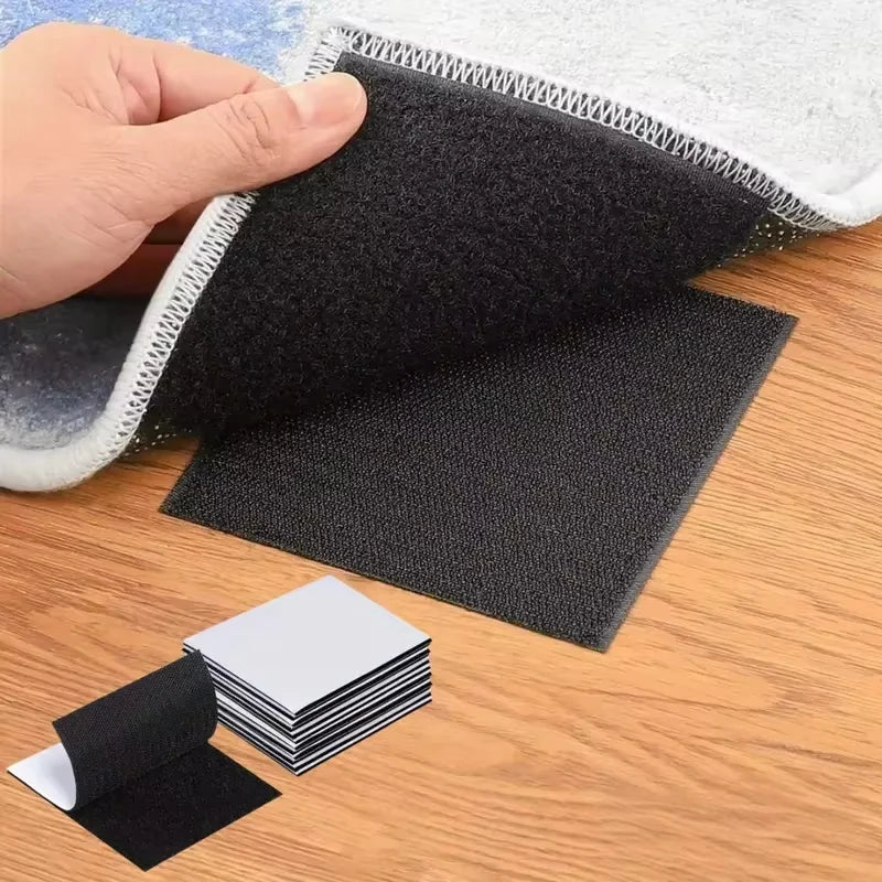 fixations antidérapantes tapis réutilisables adhésives poils longs modernes 6cmx6cm polyester nylon opaque beigeclair gris