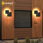 lampe murale led moderne noire ip65 rectangulaire mat 14cm 14cm fixée