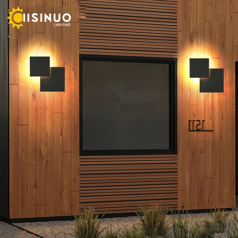 lampe murale led moderne noire ip65 rectangulaire mat 14cm 14cm fixée