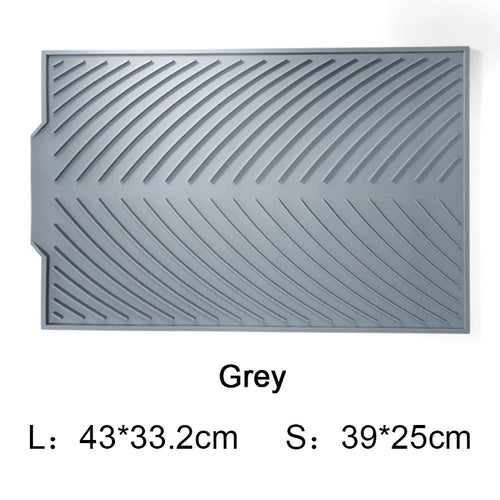 tapis séchage silicone noir rayures diagonales moderne antidérapant résistant chaleur vaisselle cuisine égouttoir environnement