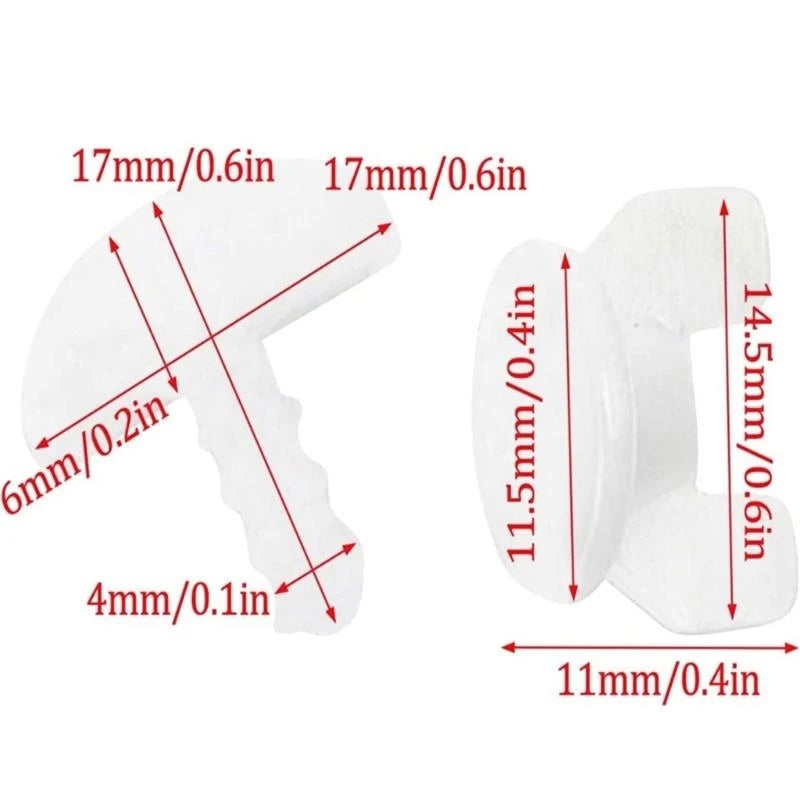 rideaux poulies pieces rechange plastique blanc translucide moderne fixations sans motif inclusées 10 pièces
