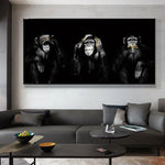toile d'art photo singes réaliste moderne décoration mur opaque sans cadre chambre salon