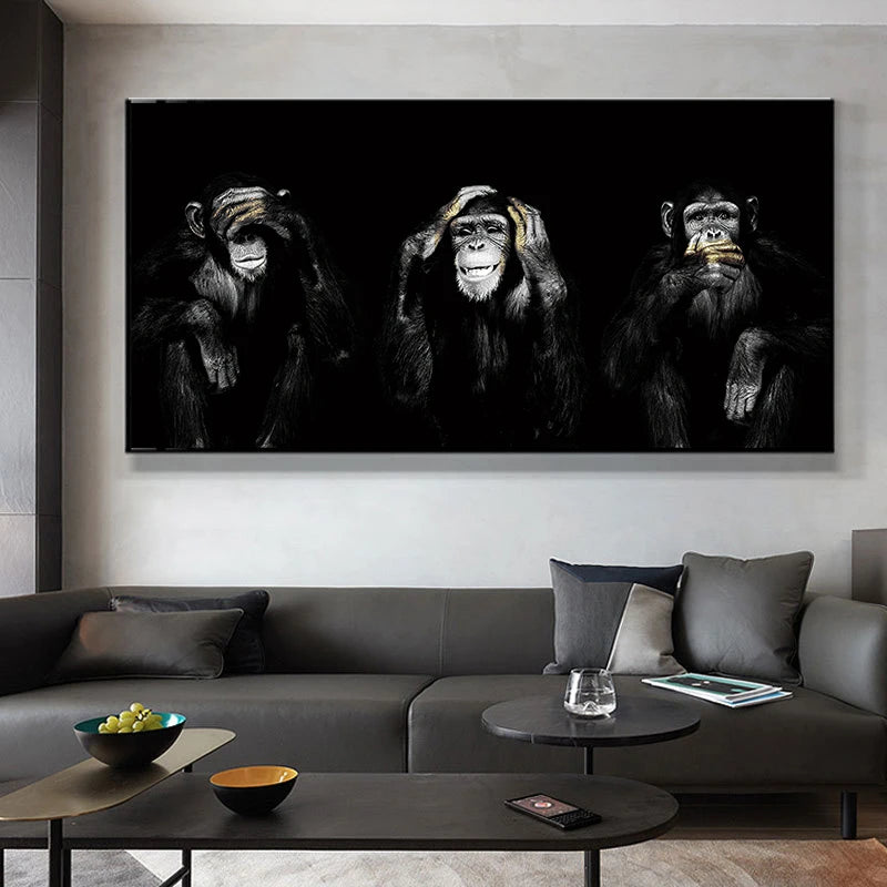 toile d'art photo singes réaliste moderne décoration mur opaque sans cadre chambre salon