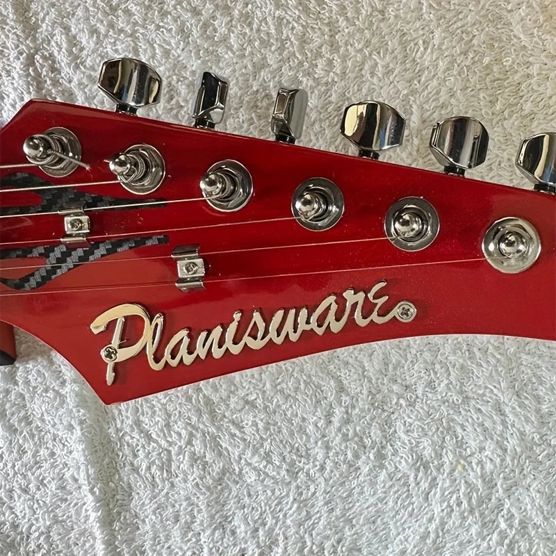étiquette métal personnalisable guitare moderne 8cm fixation sans motif orange