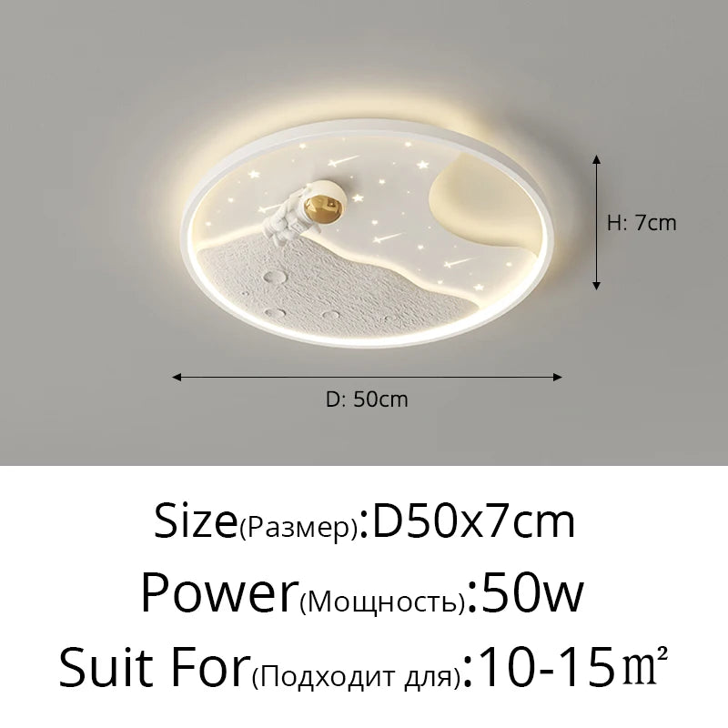plafonnier led moderne blanc bleu nuit lune étoiles designintérieur lumière chambre enfants