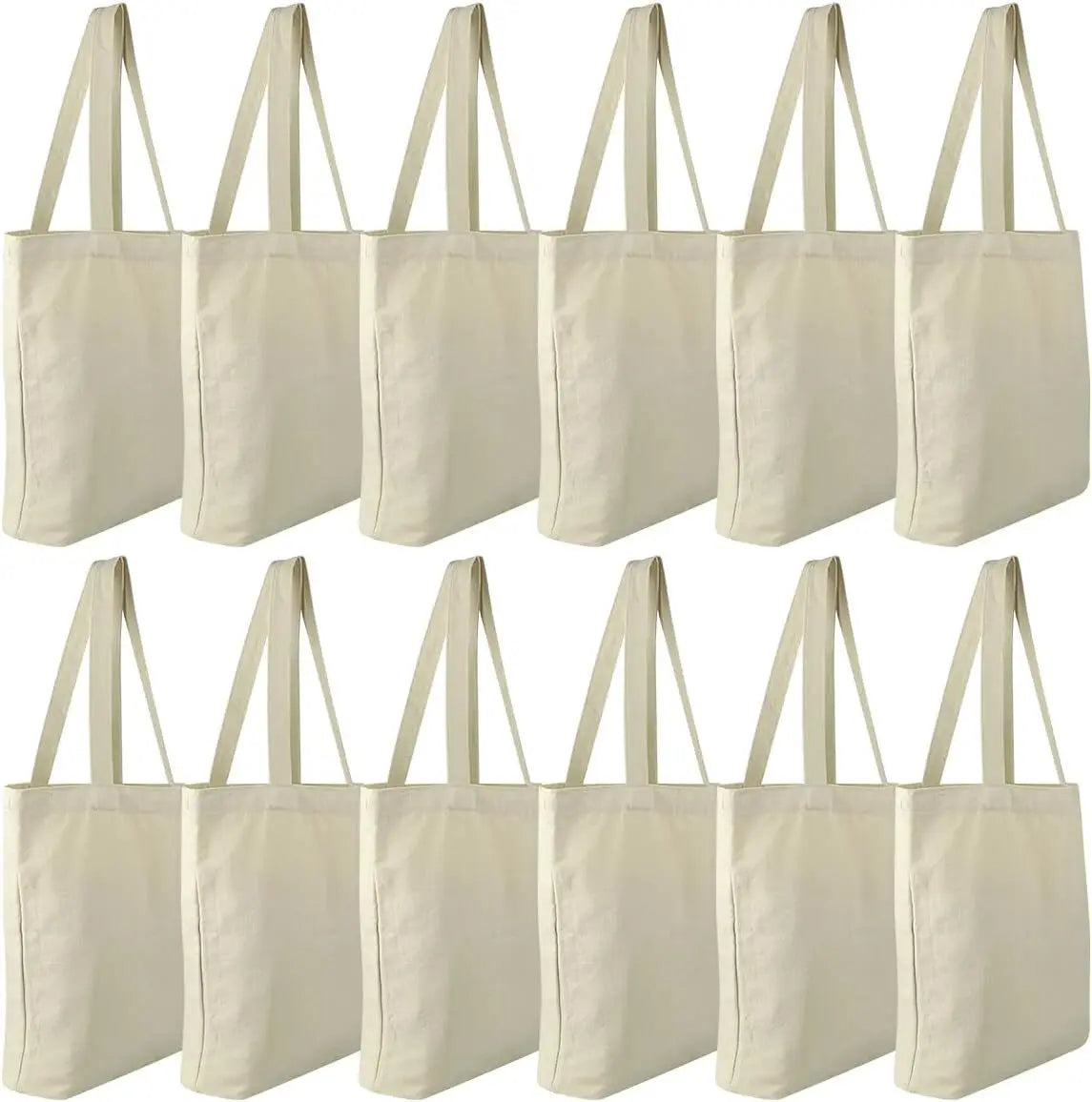sac main blanc uni sans fermeture éclair poignées détachables toile polyester coton robuste réutilisable