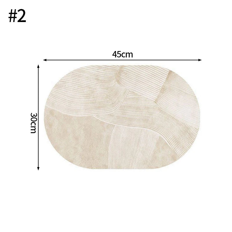 tapis table moderne motif géométrique motif alimentaire vert pastel grisclair
